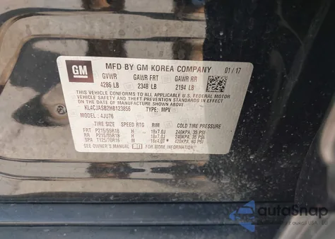 2017 Buick Encore Preferred z USA, uszkodzony, nr VIN KL4CJASB2HB123856